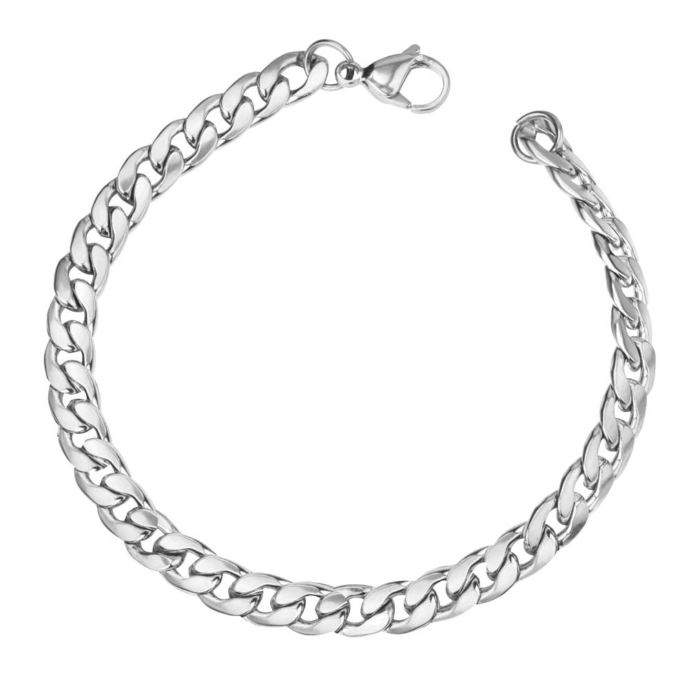Hip Hop Curb Cuban Link Chain Bracelet 21cm Gold Silver Color Stainless Steel 7mm Hand Chains For Women Men Jewelry Gift