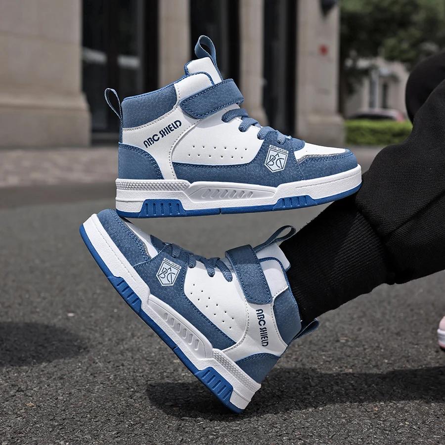 2025 Nova Moda Crianças Tênis Meninos Meninas Sapatos Casuais Board Shoes Cano Alto Corrida Esportes Sapatos Crianças Tênis de Basquete Antiderrapantes