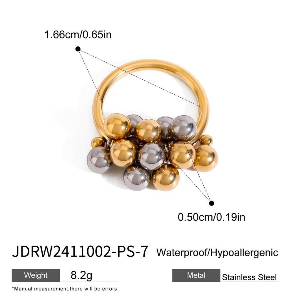 Youthway Unique Statement Gold Plated Stainless Steel Gold& Color Circle Beads Ring Waterproof Anti Allergic Jewelry Gift