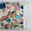Bohemian Shower Curtain Tropical Jungle Wildlife Bathroom Set Modern Pink Aesthetic Parrot Floral Bathroom Curtain With Hooks