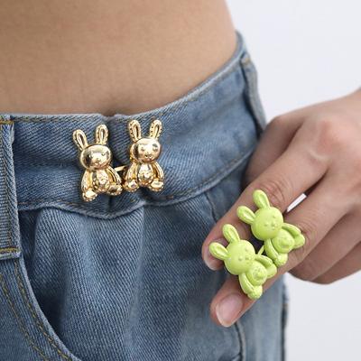 1 paio di bottoni staccabili in metallo con coniglio, per stringere la vita, regolabili, perni a clip per gonne, jeans, accessori per abbigliamento fai da te