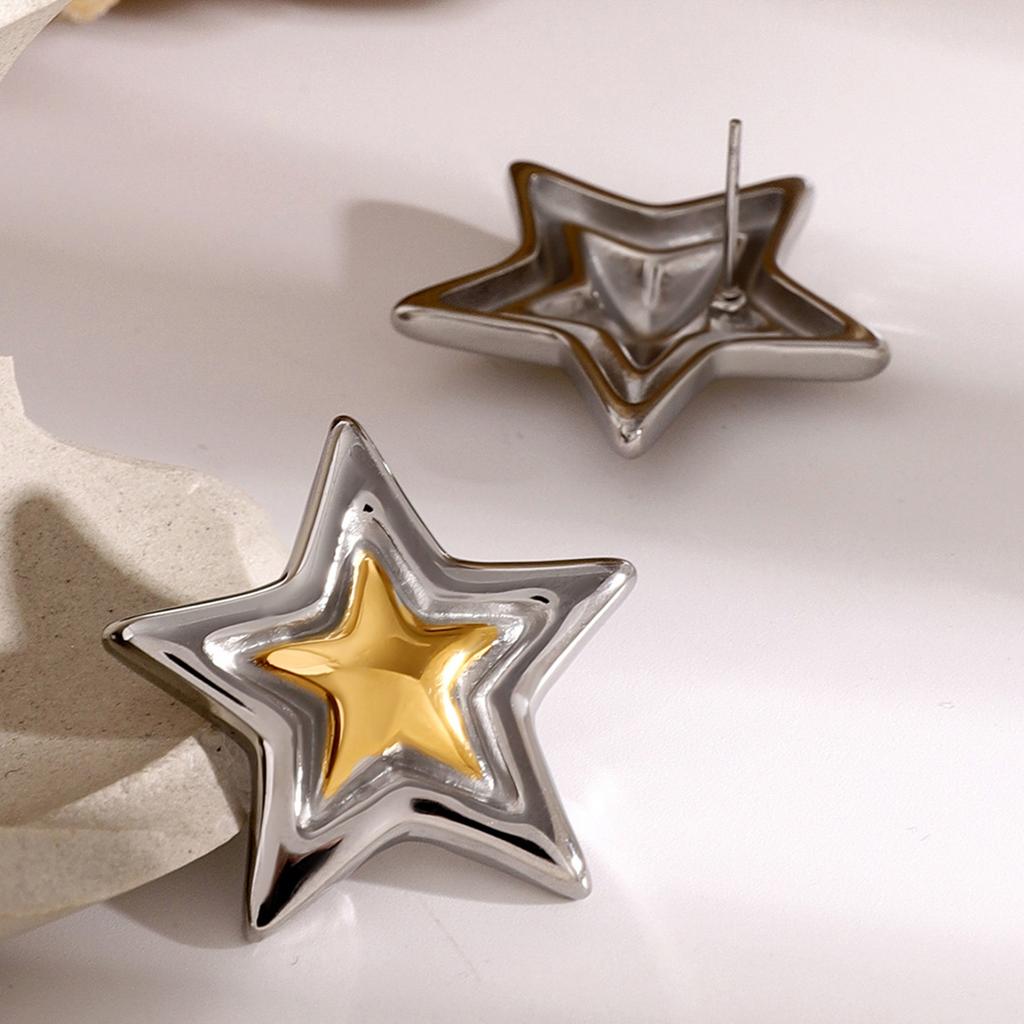 Geometric Gold and Silver Tone Studs Earrings for Women Fashion Vintage Texture Ear Accessories Lightweight Jewelry