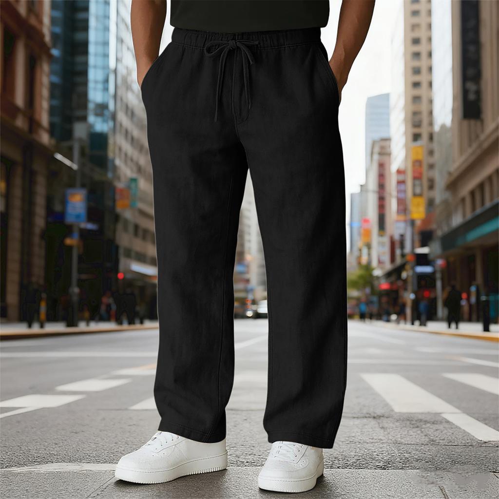 Men's Relaxed,Fit Drawstring Straight,Leg Pants