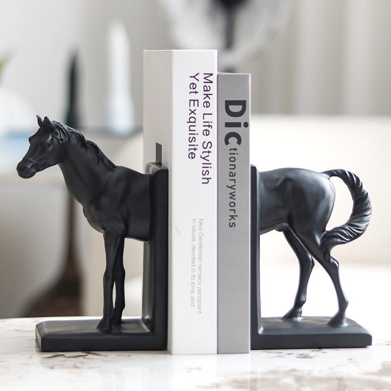 Chinese Retro Horse Bookend Ornament for Study or Desk Decor