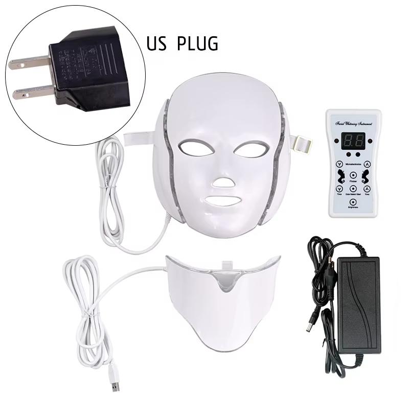 7 Colors LED Facial & Neck Mask - Skin Rejuvenation, Anti-Acne, Whitening, Shrink Pores - For Salon/SPA/Home Use
