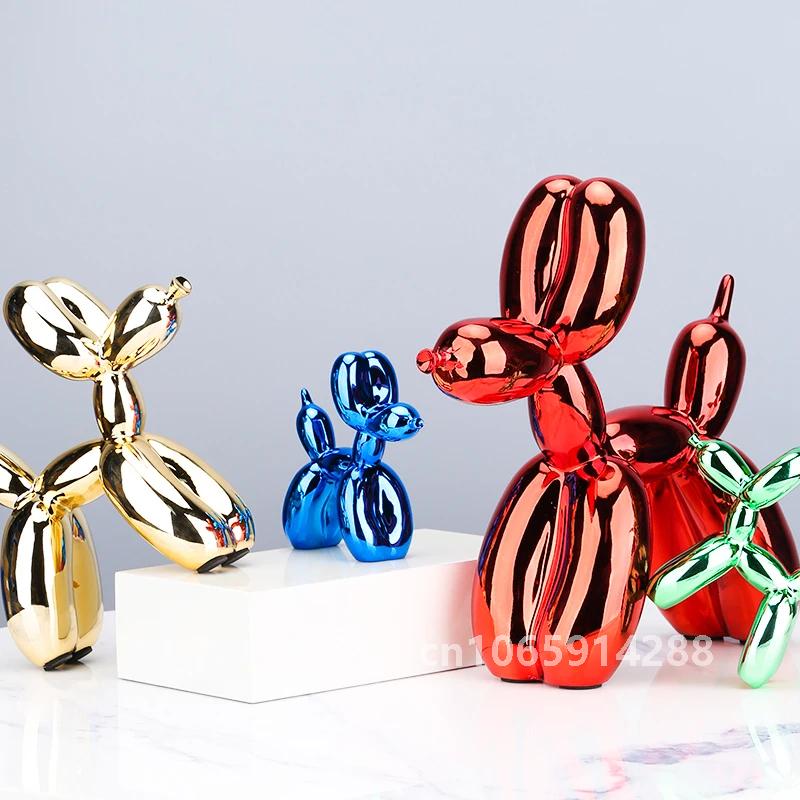 Electroplated Resin Dog Crafts Nordic Balloon Dog Ornament Puppy Sculpture Home Decor Living Room Desktop Modern Animal Statue