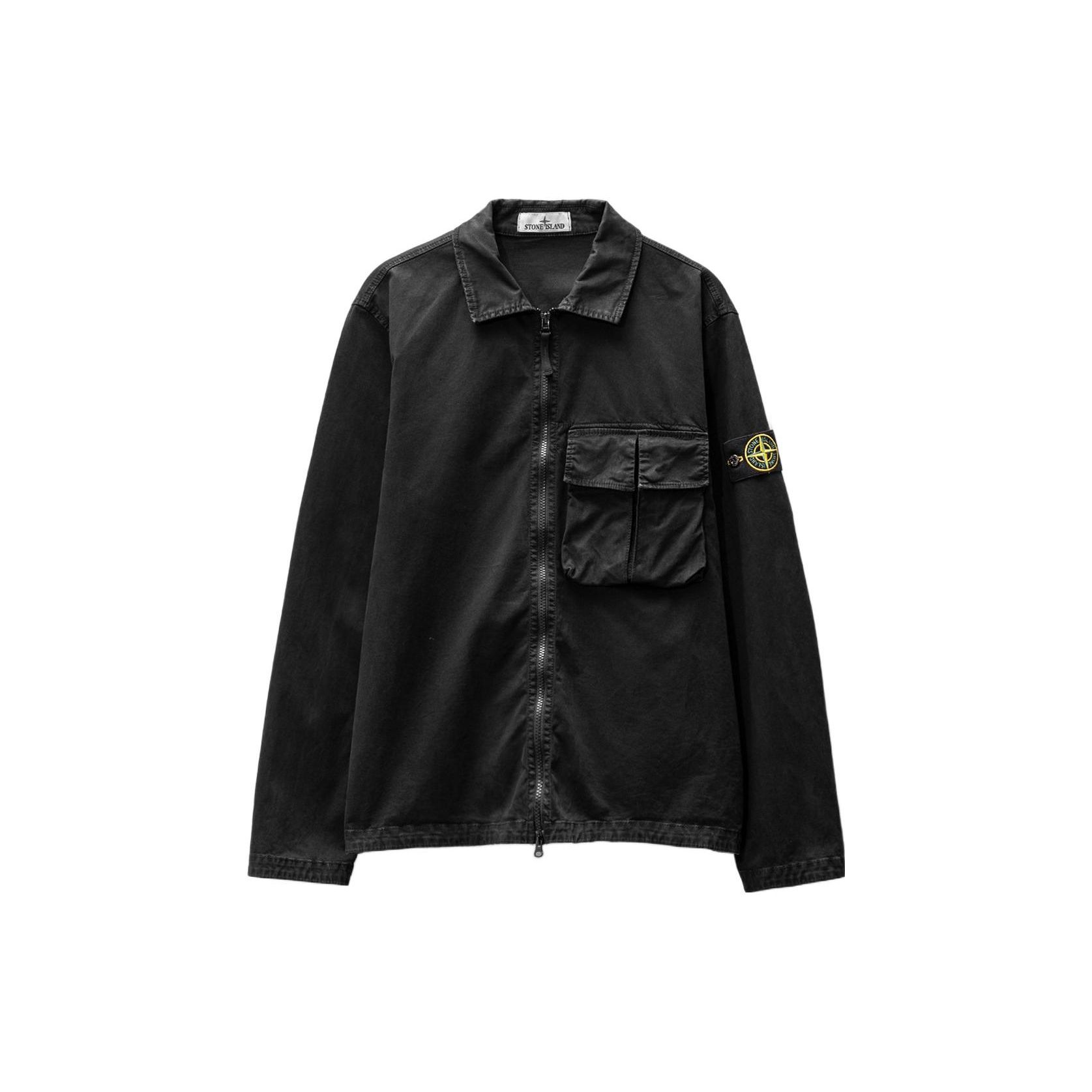 

STONE ISLAND SS23 Выстиранная куртка-рубашка из пима-хлопка с одним карманом Мужская куртка Черный 781510304-V0129 M