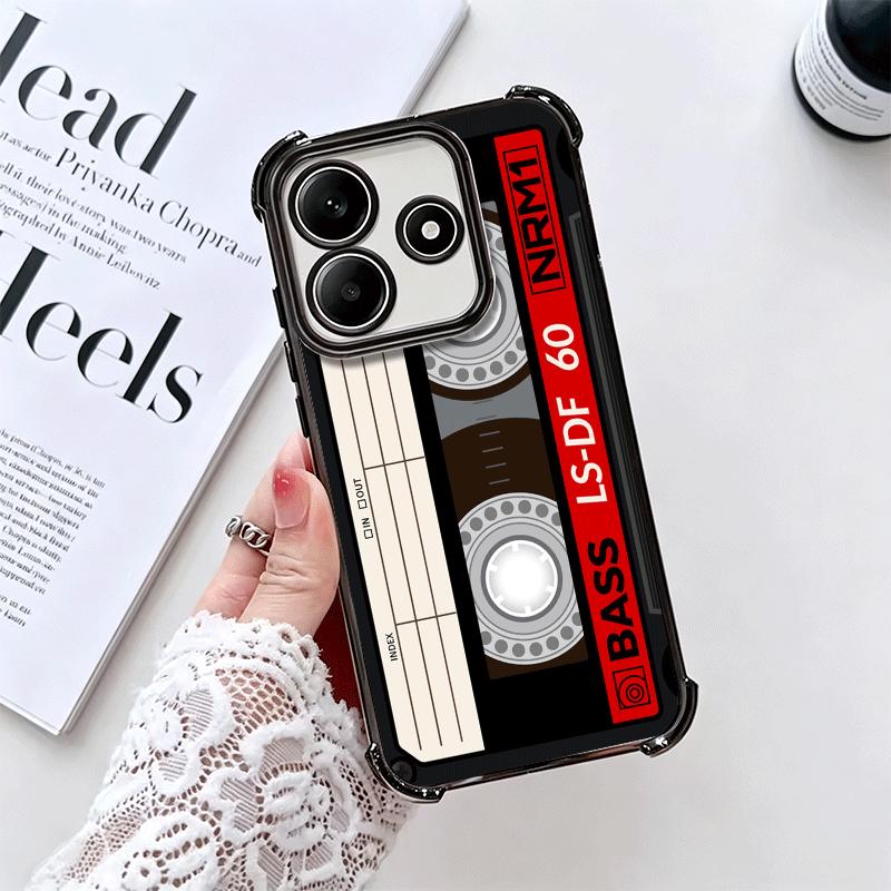 Vintage 90S Cassette Tape Pattern Soft Phone Case For Xiaomi Redmi Note 14 15 Pro Plus 13 12 11S 11T 5G 10 9S 9 Plating Anti-Fal