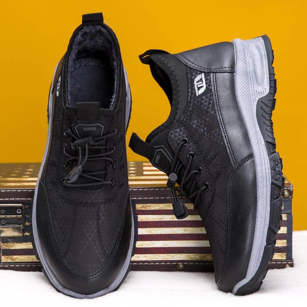 

Зимняя обувь из старой пекинской ткани, мужская хлопковая обувь, утолщенная, теплая, для мужчин среднего и пожилого возраста, спортивная, водонепроницаемая, с толстой подошвой, нескользящая, для пожилых людей 39 чёрный