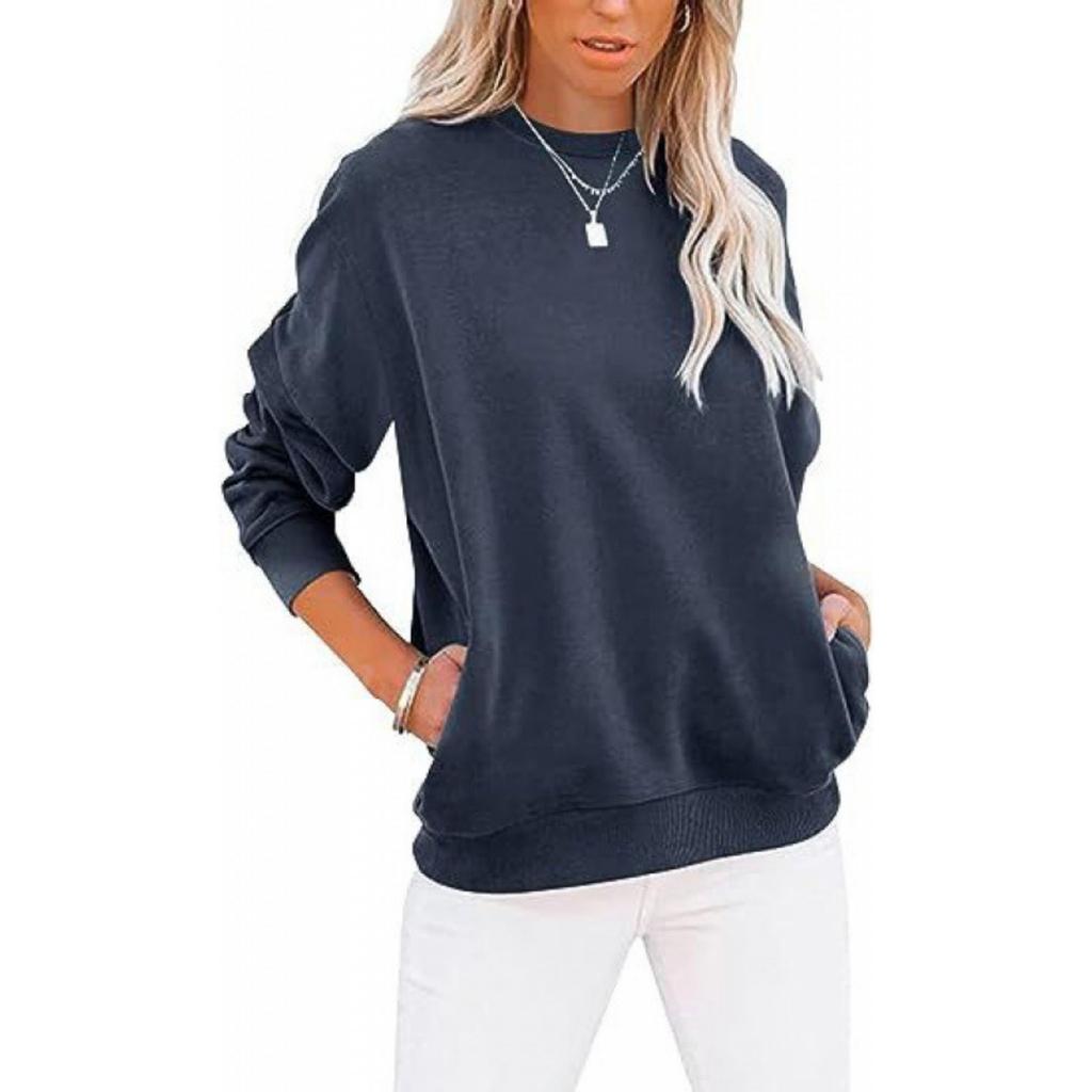 Women's Solid Color Pocket Top Hoodie
