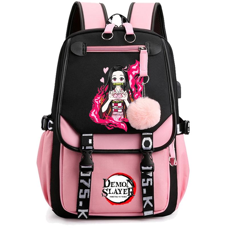 Anime Demon Slayer Backpack for Women Canvas Laptop Bag Back To Schoolbag for Teenager Girl Boy Schoolbag Men Women Travel Bag