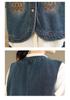 Spring Plus Size Embroidered Denim Vest - Casual, Loose, and Versatile Fashion