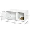 Wooden Cat Litter Box Cabinet with 2 Doors and Side Opening with Scratching Post, White