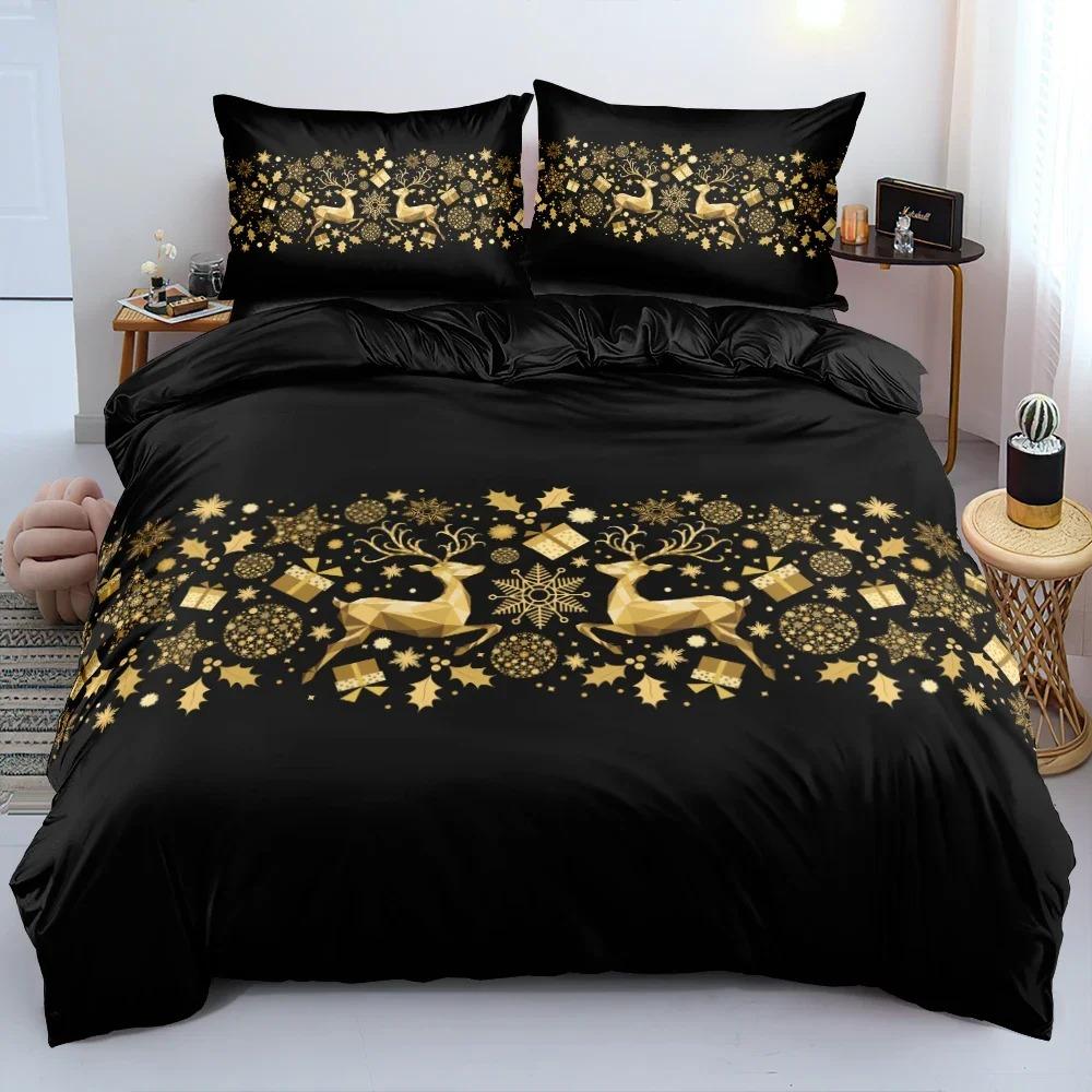 3D Floral Bedding Set DuvetQuiltComforter Cover Sets Flower Bed Linen Merry Christmas Design Custom King Queen Full Size