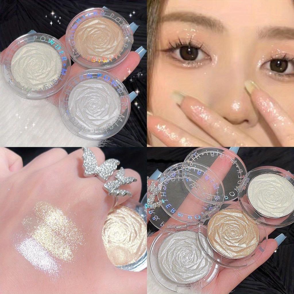 Rose Highlighter Palette Contouring Fine Shimmer Oogschaduw Neusschaduw Gezicht Lichaam Highlighting Aardappeltextuur voor highlighting of oogmake-up in laagjes