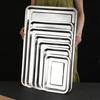 Stainless Steel Barbecue Tea Storage Serving Trays Rectangle Steamed Rice Sausage Plate Grill Meat Restaurant Metal Utensils 1Pc