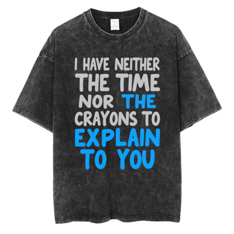 T-shirt Washed Cotton Crew Neck Tee Korean Style Casual Streetwear Top American retro style unsex