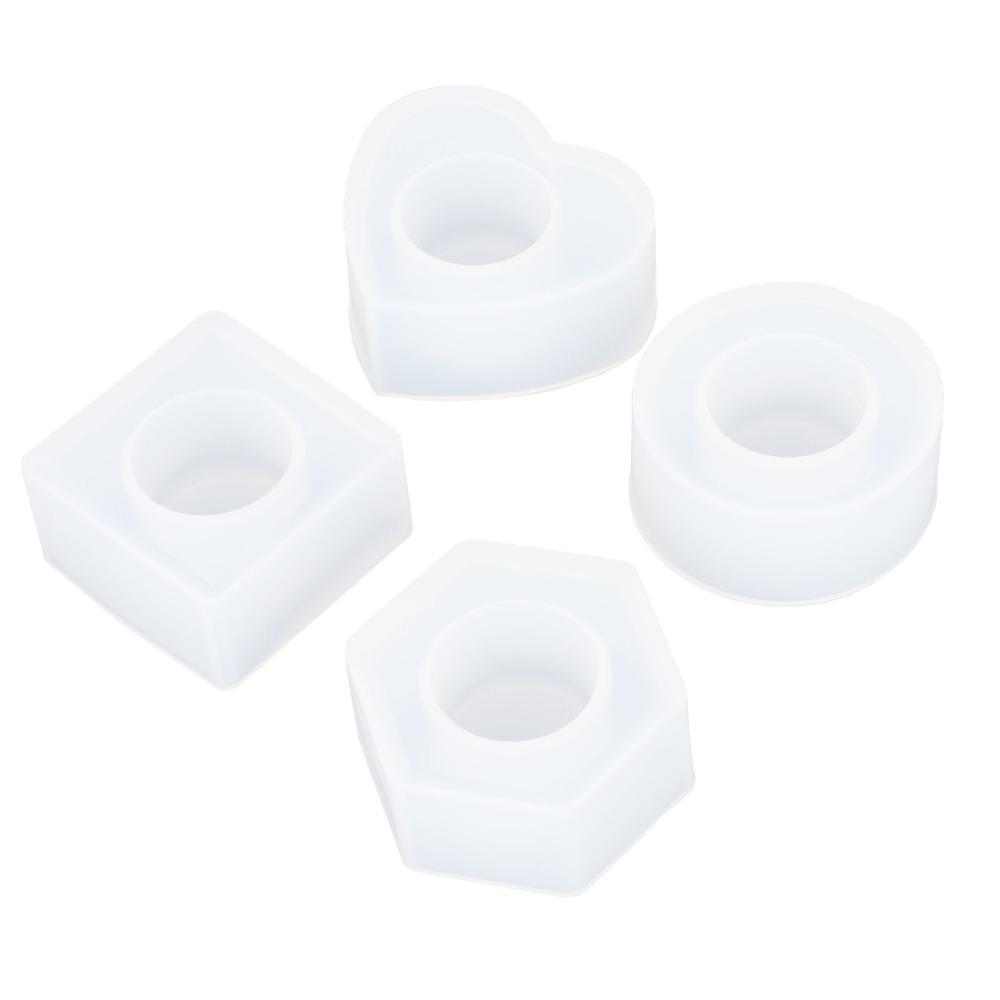4pcs Jewelry Tools Hexagon Resin Mold Square Heart Silicone Mold White Round DIY Silicone Mold DIY Crafts