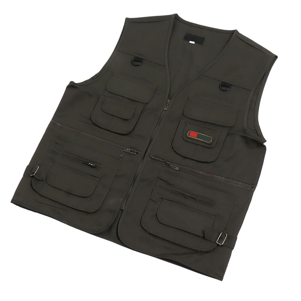 Fishing Vest Waistcoat Multiple Pockets Breathable OD Green Comfortable Vest for Outdoor 2XL