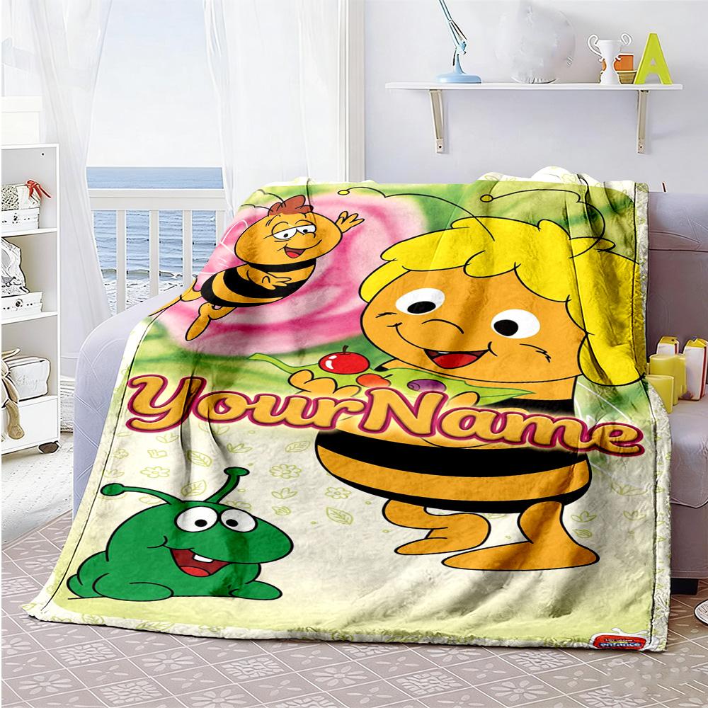 Biene Maja Personalized Text Blanket Cozy Customizable Blanket Durable Comfort Suitable for Office Office Chair Seaside Livingroom for All Occasions