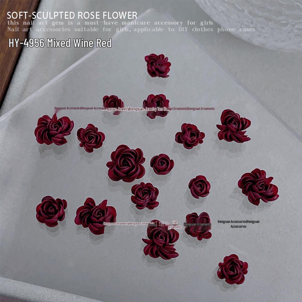 Autumn Winter Rose & Flower Nail Art Accessories - White, Red, Brown, Mixed Designs