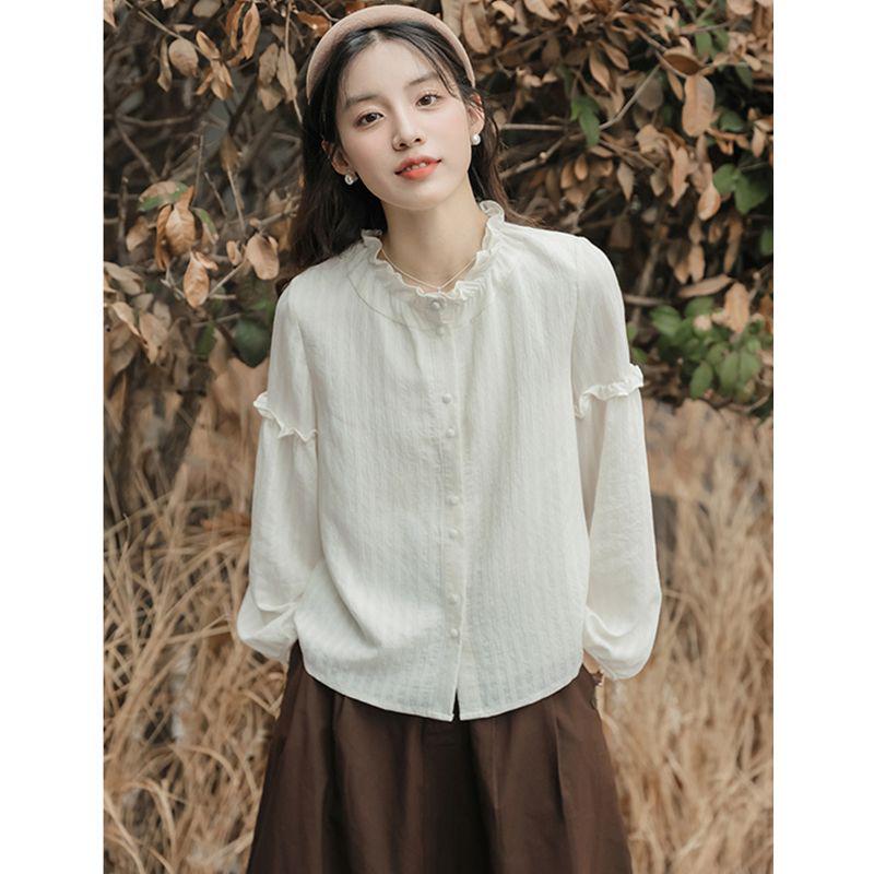 

Women s Early Autumn French Long Sleeve Stand-Up Collar Shirt - 2024 Salt Style L (suggested 105-115 jin)