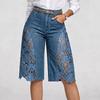 Lässige Damen-Jeans mit Spitzen-Patchwork und Cutout, Vielseitige Denim-Hose für den Alltag