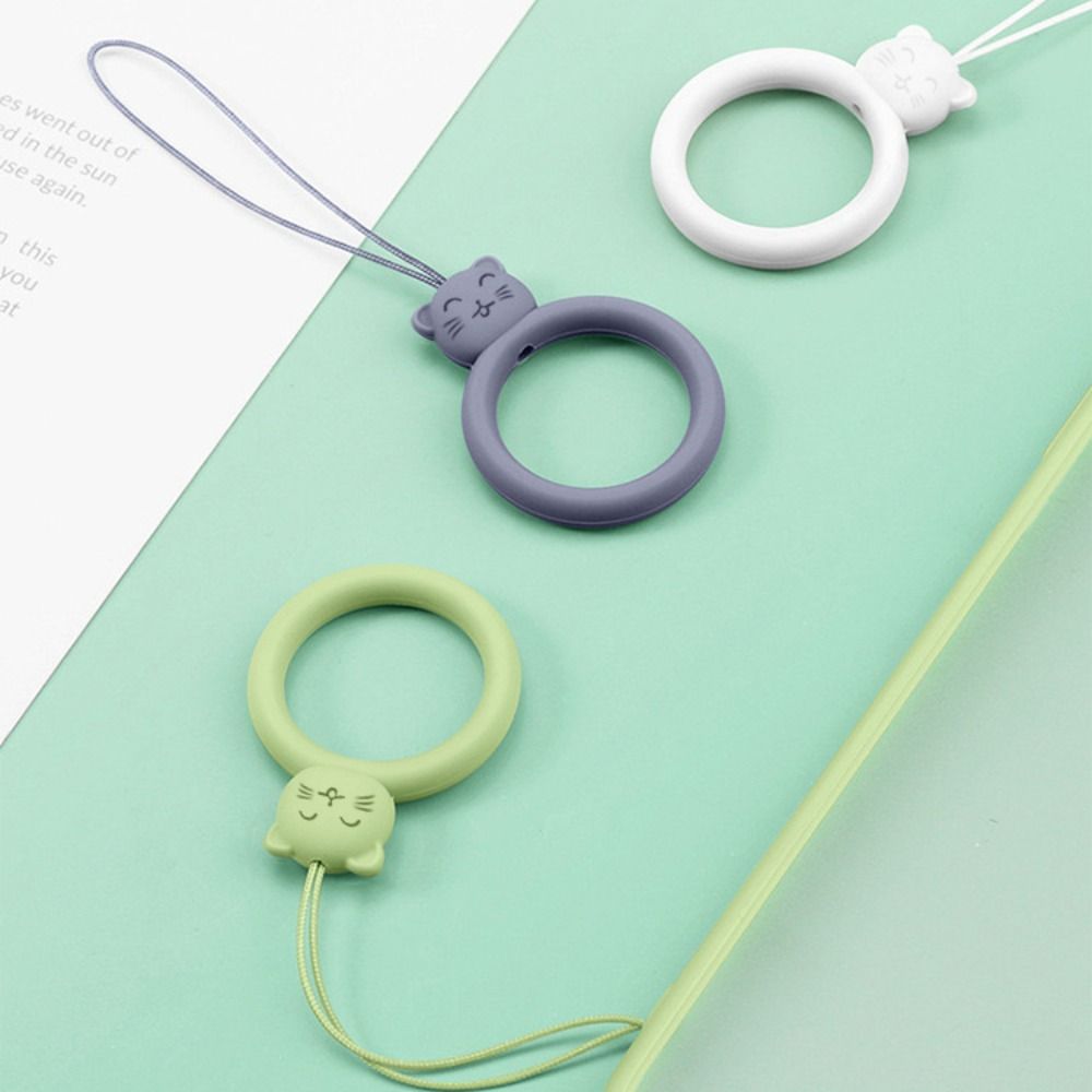 Silicone Lanyard Silicone Pendant Ring Anti-lost Phone Short Lanyard  Keychain Keys Cord