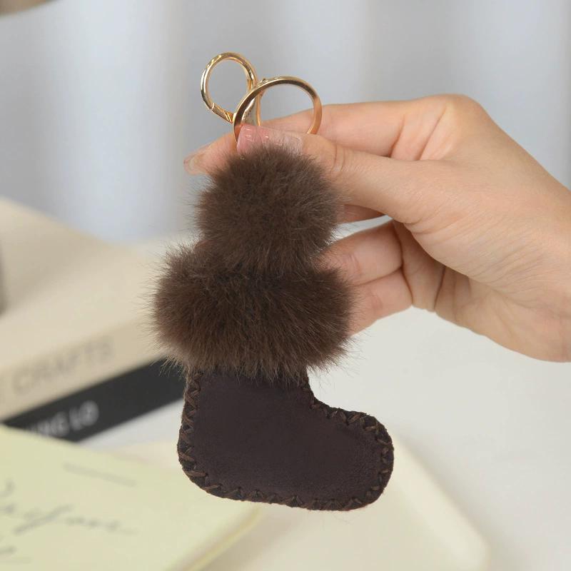 Yogodlns Kawaii Christmas Stocking Mini Boot Plush Keychain Cute Xmas Keyring Bag Charm Accessories Pendant Holiday Gift for Women