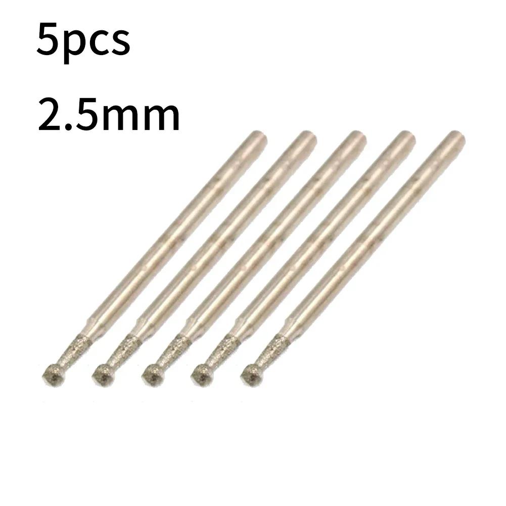 5 Stück 0,5 mm - 3 mm Kugelrund Rotierende Diamant-Bohrerfräser Schleif-Schnitz-Bohrer für Bohrmaschine Schleifmaschine Elektrische Schleifmaschine Schleifmittel