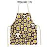 Home Plant Flower Printed Linen Kitchen Apron for Women Home Cooking Baking Waist Bib House Accessories Cleaning Tool Aprons