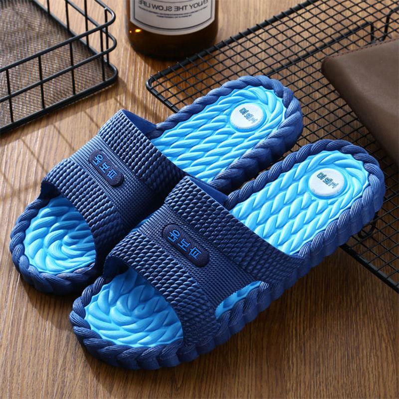 Мужские тапочки из ЭВА черные лоскутные цвета повседневные домашние тапочки на мягкой подошве домашние нескользящие тапочки для ванной комнаты летние 44-45 1300₽