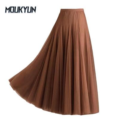 Damenrock Swing Langer Rock Hohe Taille Schlanker Feen-Halbkörperrock Tanz-Mesh-Rock