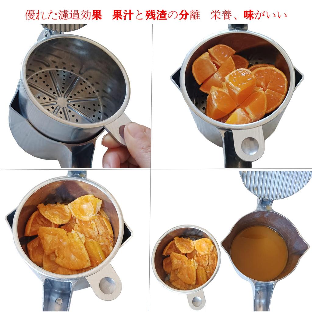HCTOOL Hand Juicer, Lemon Squeezer, Low-Temperature Juicing, Manual Juicer, Home Juice Extractor, Commercial and Home Use (Silver)