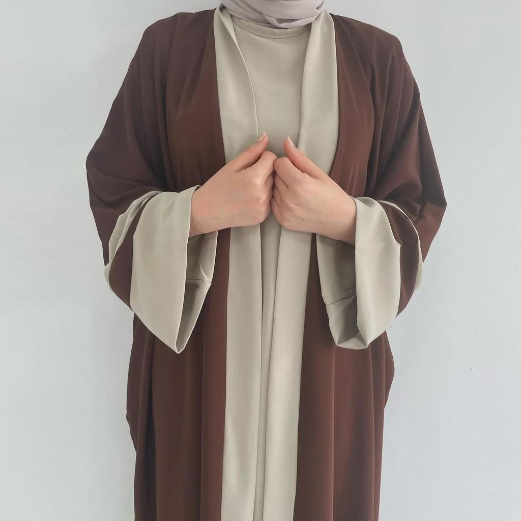 Middle Eastern Women's Abaya Cardigan Set – Dubai Style Long Skirt Two-Piece