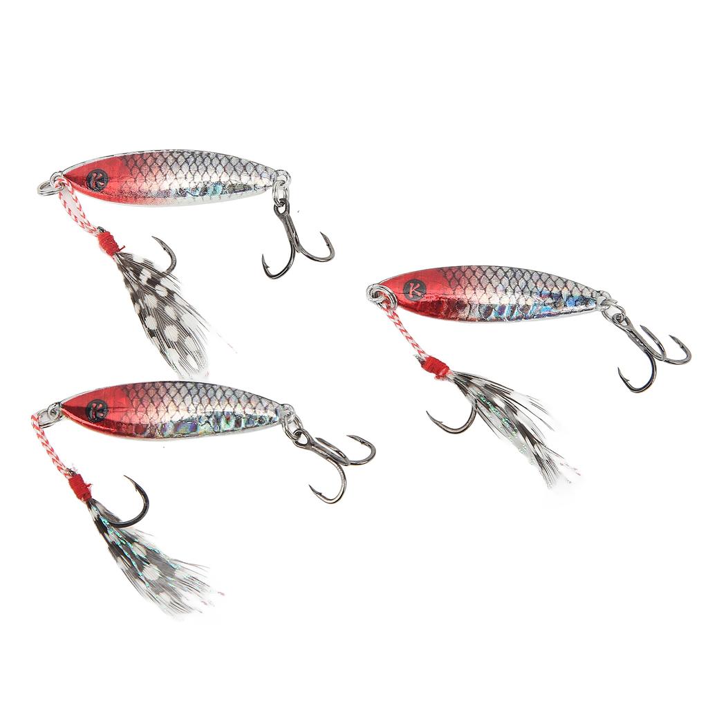 5Pcs Artificial Fishing Lure Lifelike Fishing Bait with Treble Hook for Saltwater Freshwater Red Head Silver Body