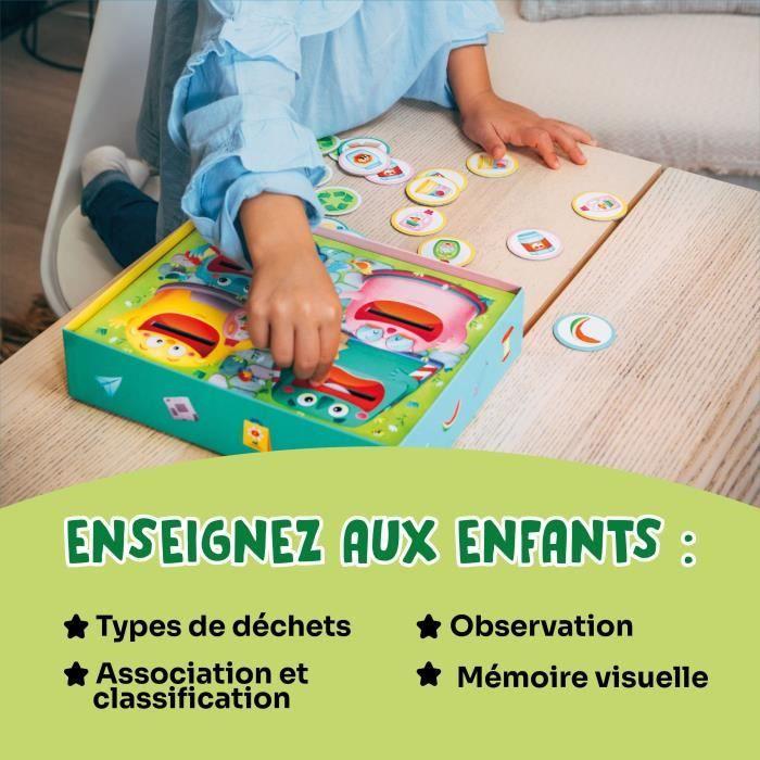 Jeux éducatifs - GEOMAG - Hungry Bins - Tri sélectif - Apprentissage des déchets - Association par couleur