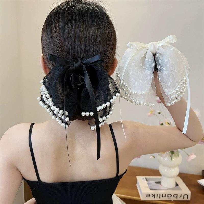 Elegant Sweet Bow Ponytail Hair Clip Solid Color Big Bowknot Hairpins For Women Girls Simple Hair Accessories Gifts