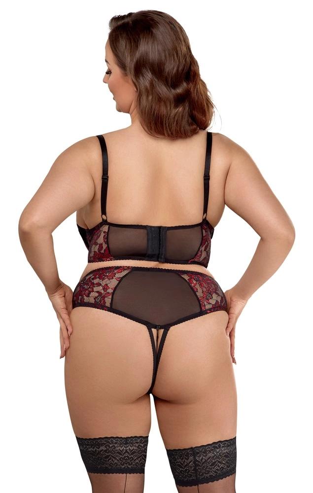 Cottelli CURVES - Sexy Floral Lace Set Black and Red 85C/L