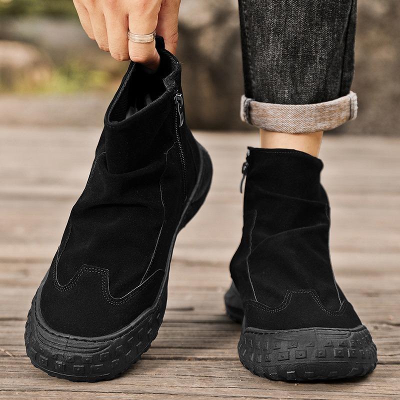 Men's High Top Boots, Autumn New Breathable Workwear Shoes, Trendy and Versatile Anti Slip Casual Labor Protection Shoes