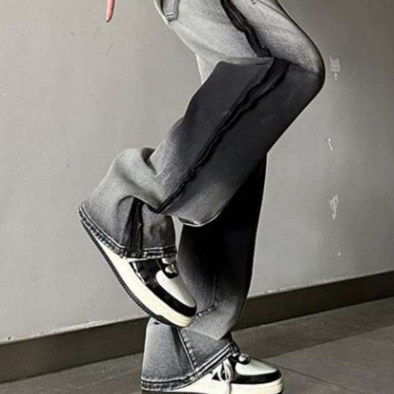 Men Zipper Gradient Washed Jeans Casual Pants for Men Y2k Men’s Trousers