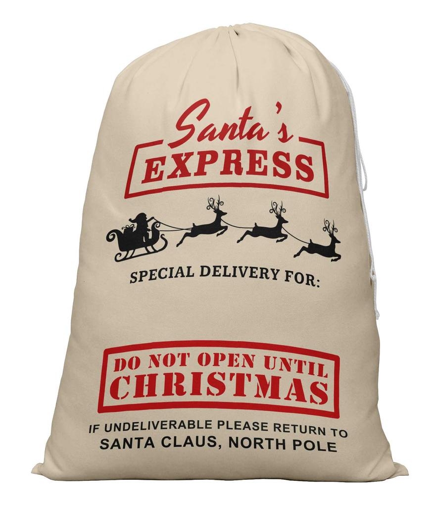 Printtoo Pack Of 2 Drawstring Special Delivery Extra Large Size Christmas Sack Re-Usable Xmas Present Storage 27x20 Inch