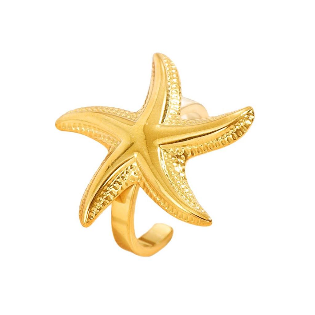 Stainless Steel Starfish Vacation Ring - Marine Life Jewelry Collection