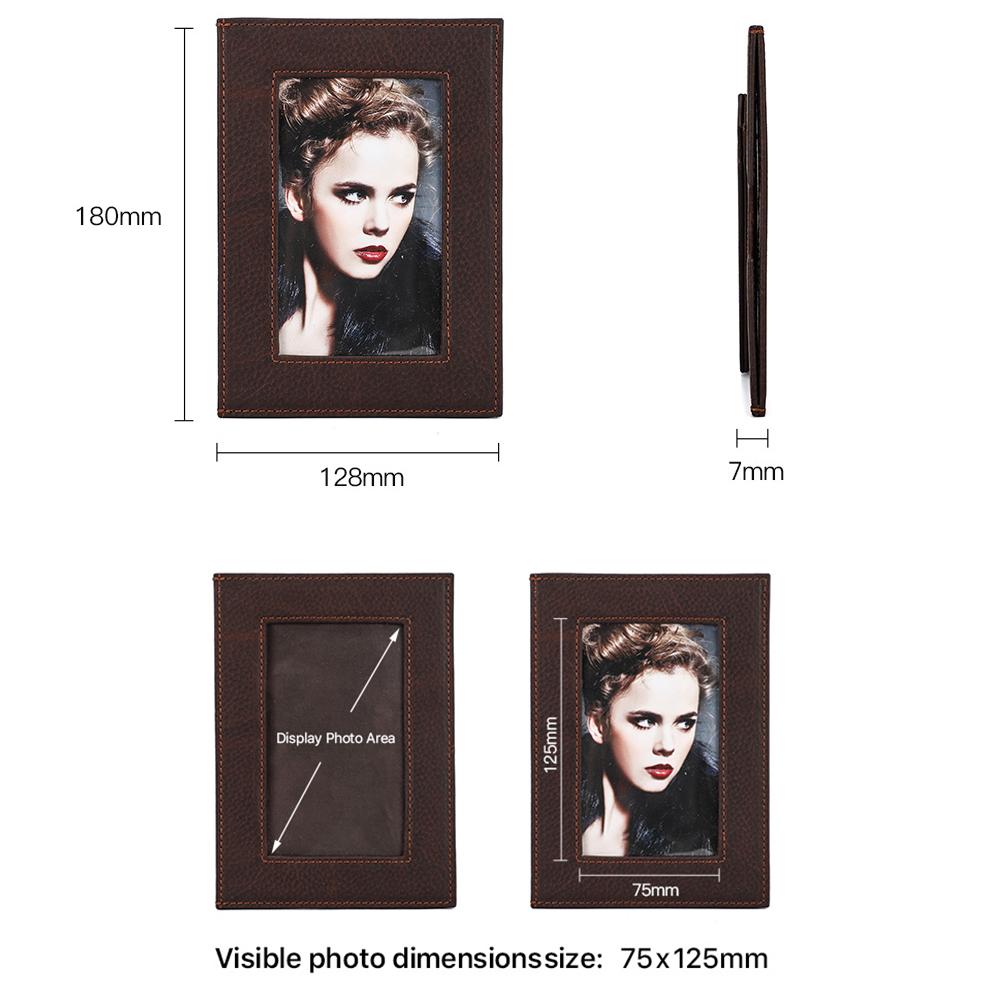 CONTACTS FAMILY Vintage Genuine Leather Desktop Picture Frame Children Family Lover Table Photo Frame