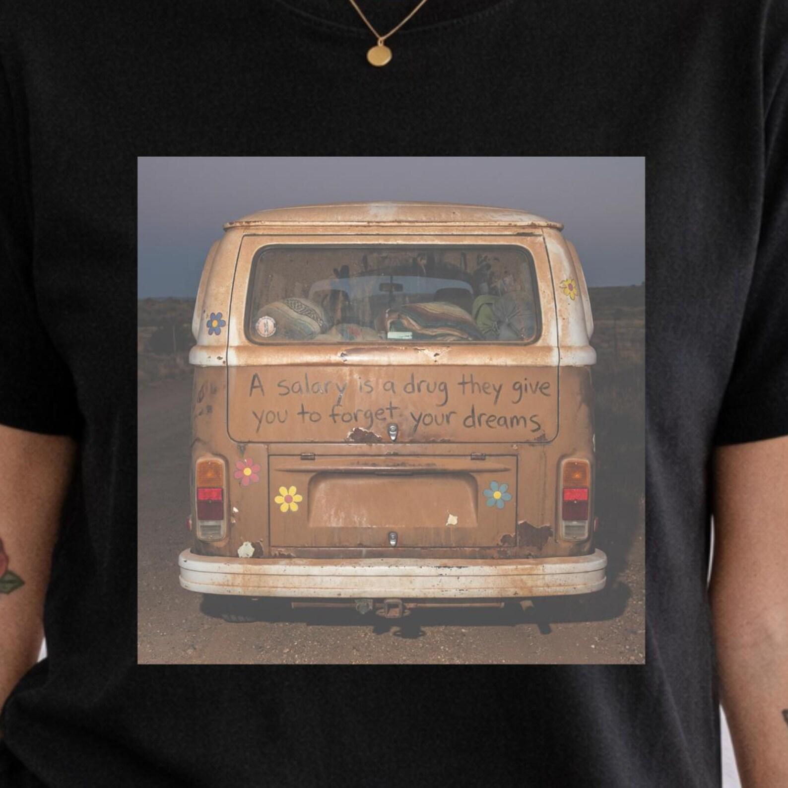 Retro Hippie Van Graphic Tee – Boho Freedom Shirt S