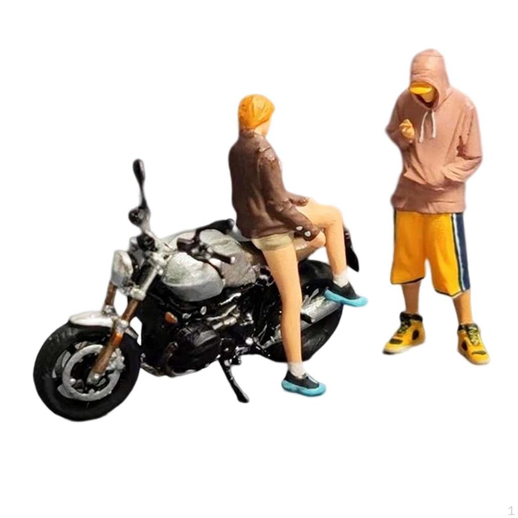1/64 Figures Motorcycle Diorama Scenery Miniatures Sand Table Scene Character Model Toy