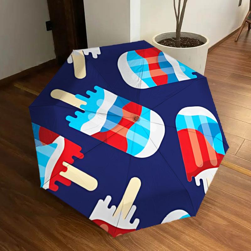 

1pc Popsicles Automatic Folding Umbrella - Portable Collapsible Design, 8-Rib Iron Frame, Casual Outdoor Accessory yy251215202