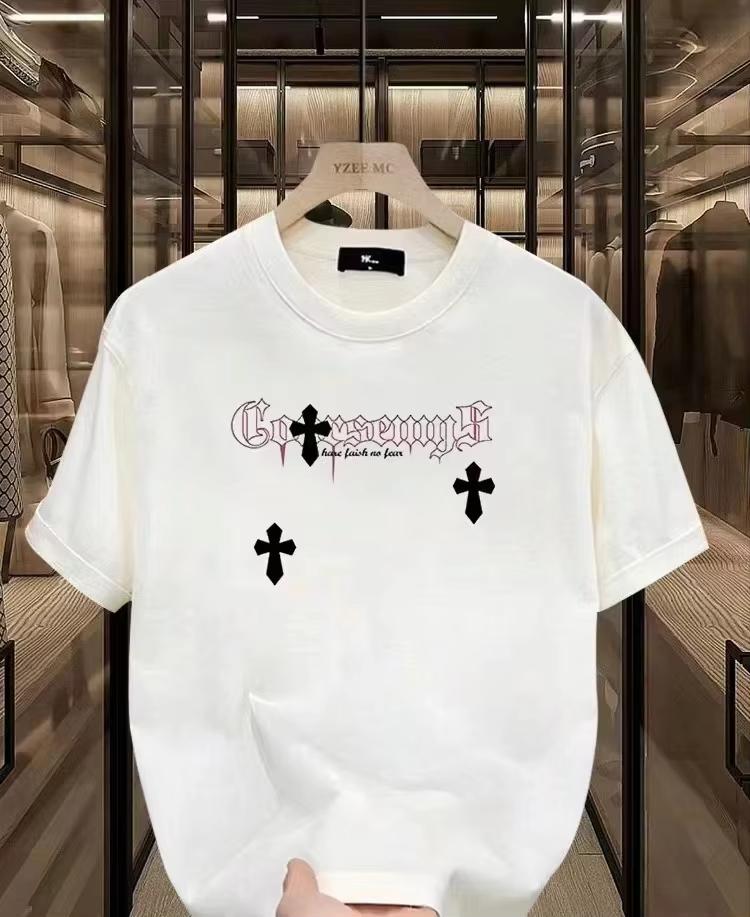 Large Cotton Men's Elephant Print Short Sleeved Shirt Versatile Round Neck Casual Base Top T-shirt Summer Casual Clothing