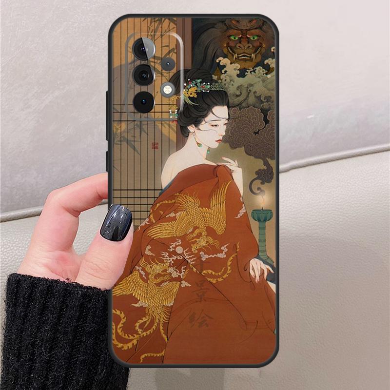 Japanese Art Kimono Tattoo For Samsung Galaxy A17 A37 A57 A53 A33 A13 A32 A52 A16 A36 A56 A55 A35 A15 A54 A34 A14 Case