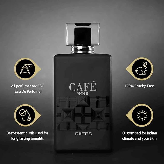 RiiFFS Cafe Noir Importowany Długotrwały 100ml Męski Perfum, Świeży Korzenny, Orientalny i Drzewny, Kojący Zapach